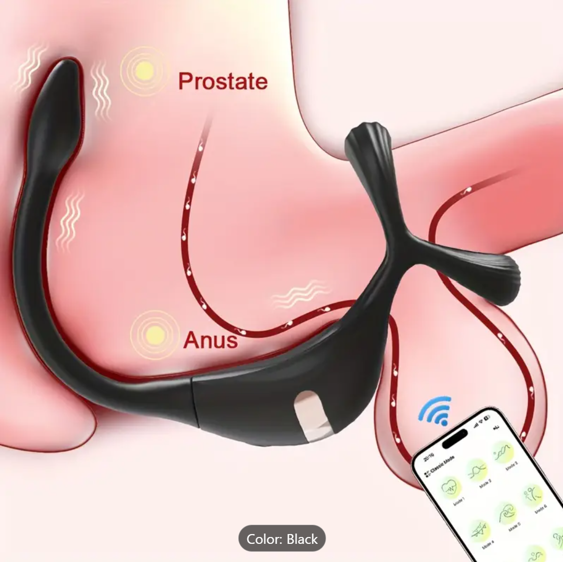 3-in-1 Prostate Locking Ring – APP-Controlled Anal & Testicle Vibrator
