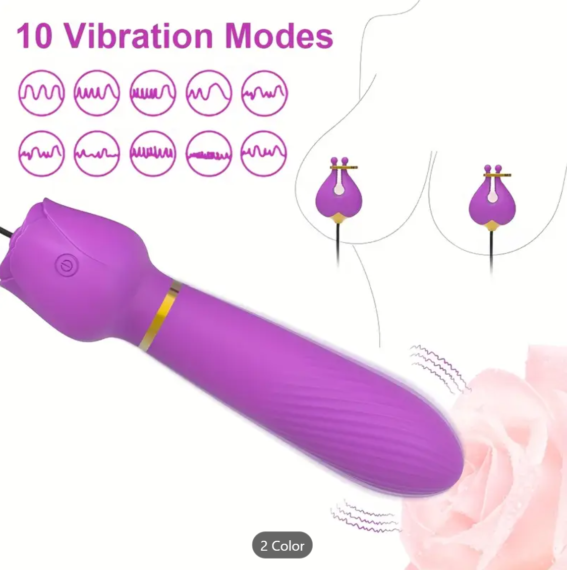 2-in-1 Couple Vibrator – 10-Mode Clitoral & Front Play Toy