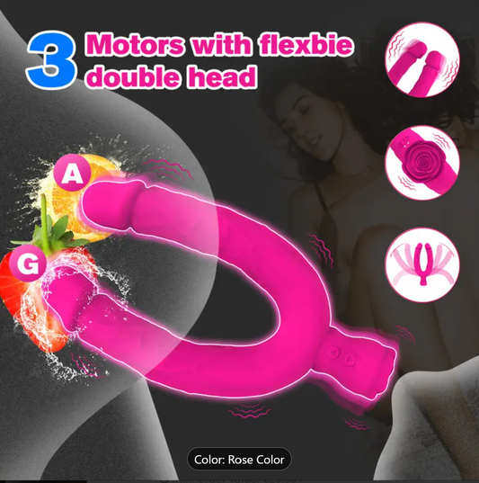 Double-Ended Vibrator – Rechargeable Silicone Dildo for Couples