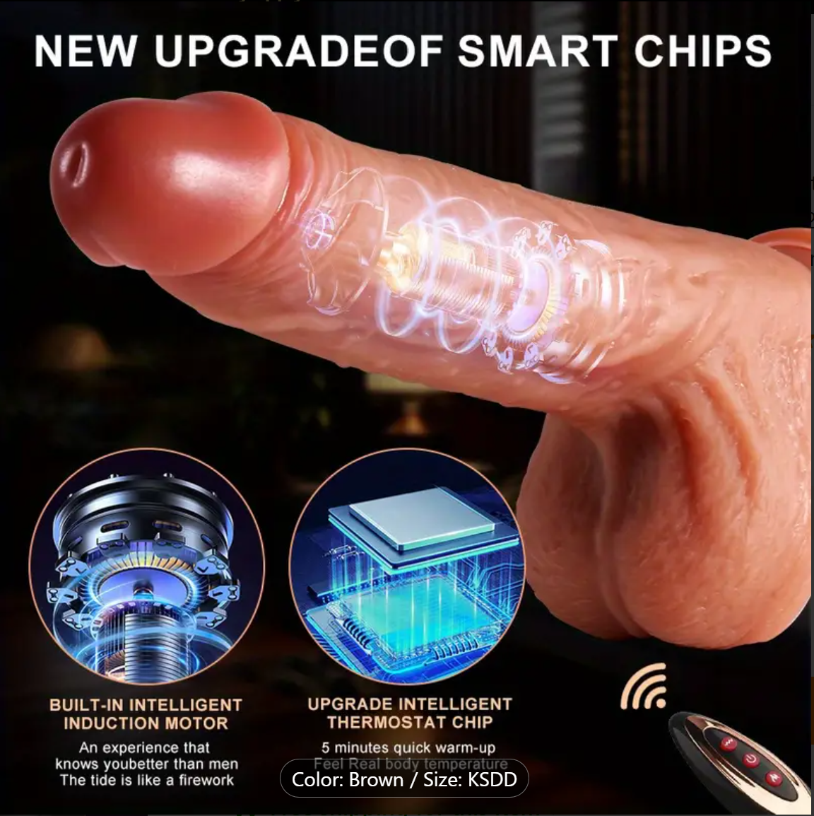 FireMotion – 4-in-1 Retractable Heated Dildo with Remote Control