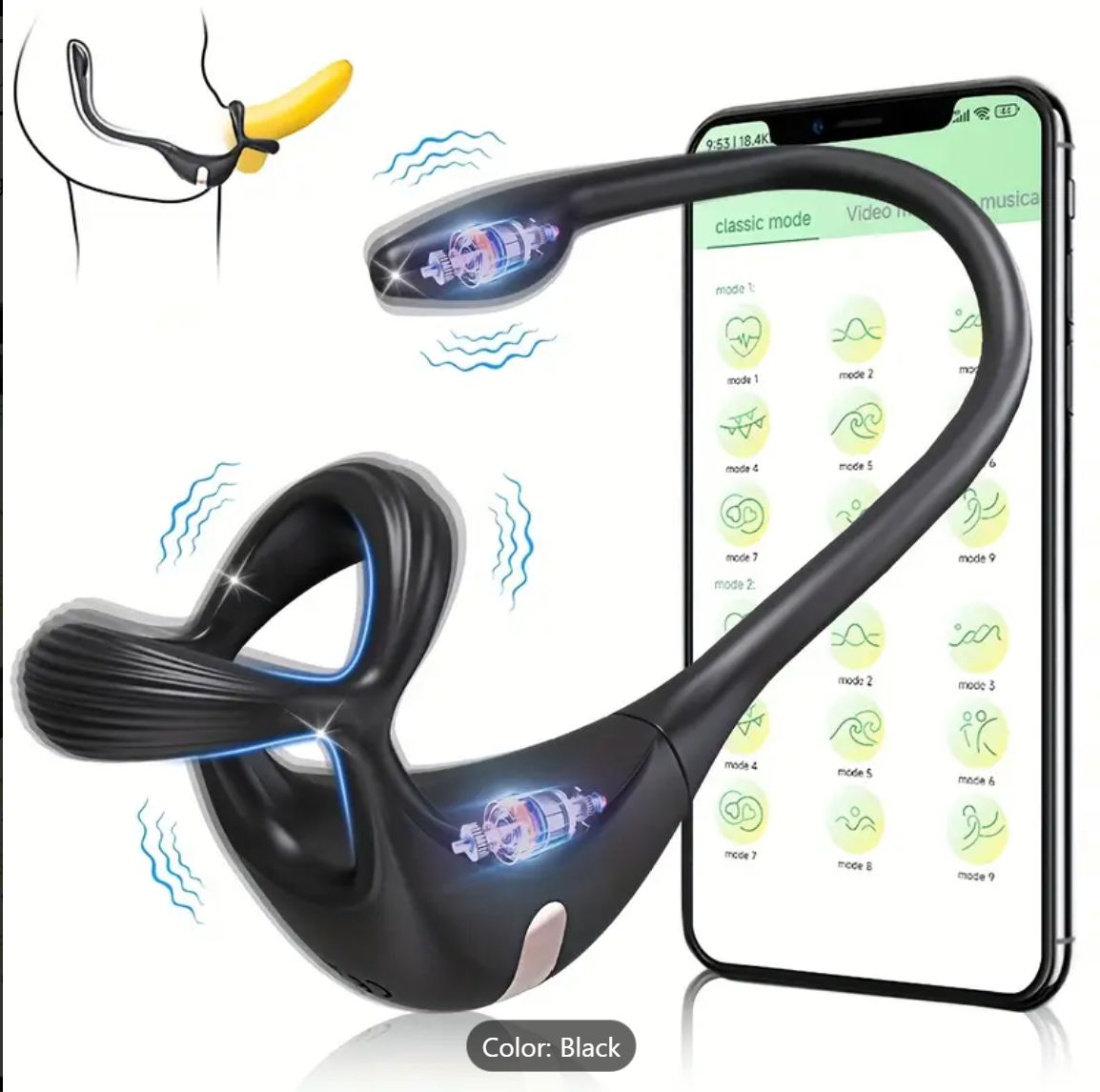 3-in-1 Prostate Locking Ring – APP-Controlled Anal & Testicle Vibrator