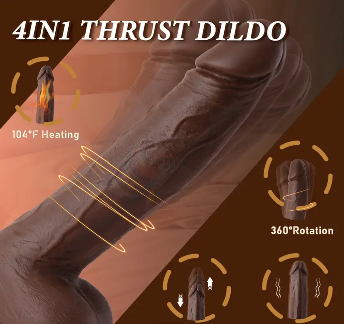 Heated Thrusting Vibrator – 22.8cm Realistic Telescopic Dildo