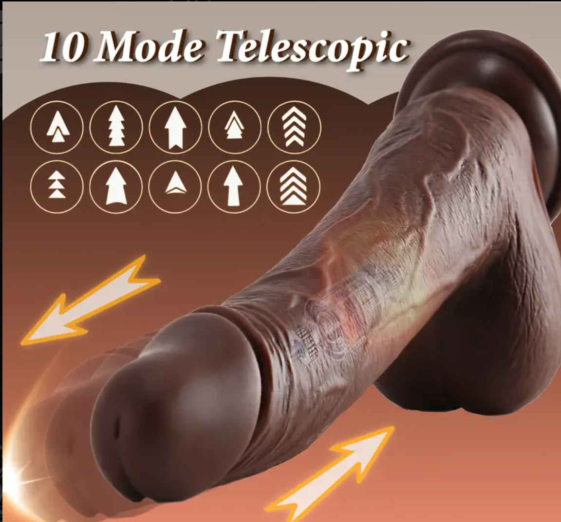 Heated Thrusting Vibrator – 22.8cm Realistic Telescopic Dildo
