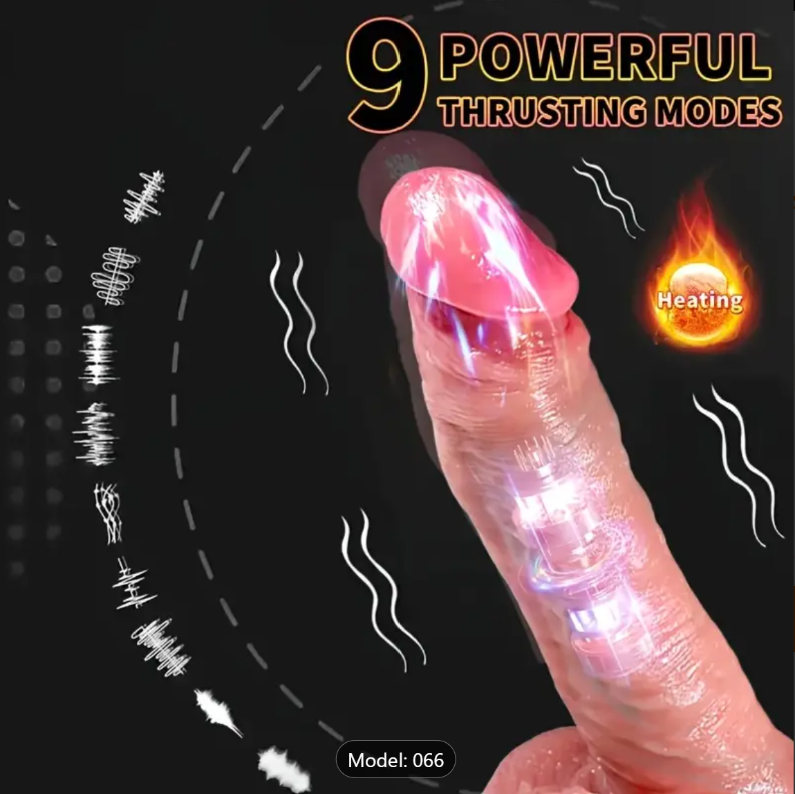 22cm Remote-Control Dildo – 9 Thrusts & 7 Vibration Modes