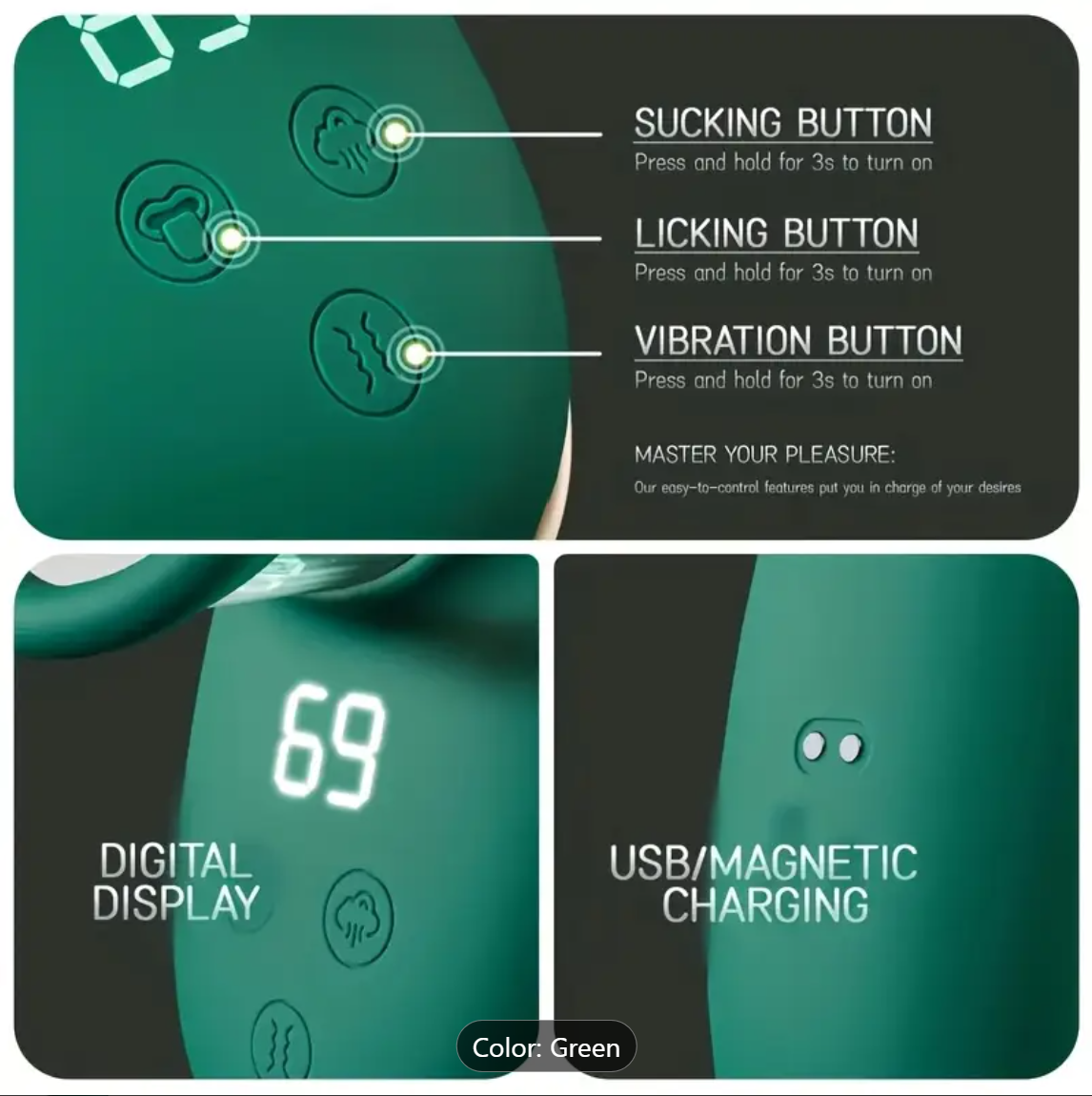 Tease Suction Vibrator – 9 Licking & 3 Suction Modes