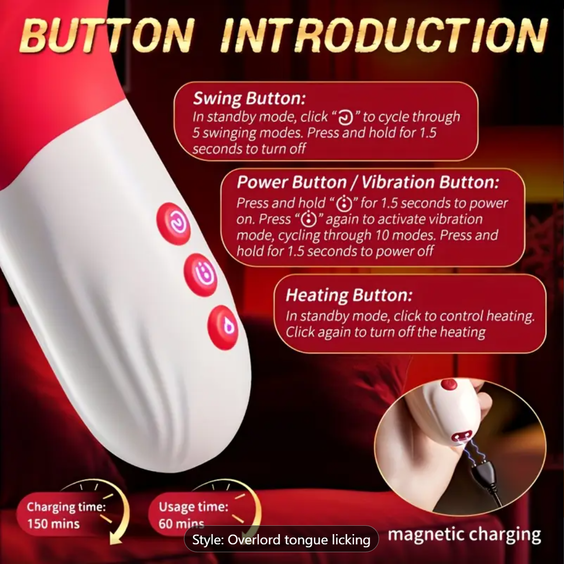 4-in-1 Heated Tongue Lick Vibrator – Couples’ Sensory Play Toy