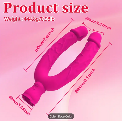 Double-Ended Vibrator – Rechargeable Silicone Dildo for Couples