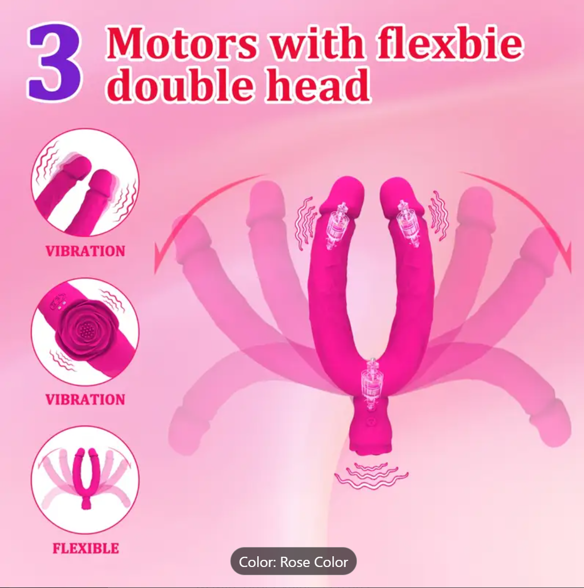 Double-Ended Vibrator – Rechargeable Silicone Dildo for Couples