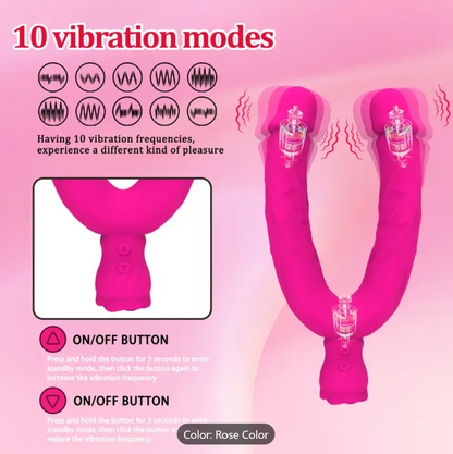 Double-Ended Vibrator – Rechargeable Silicone Dildo for Couples