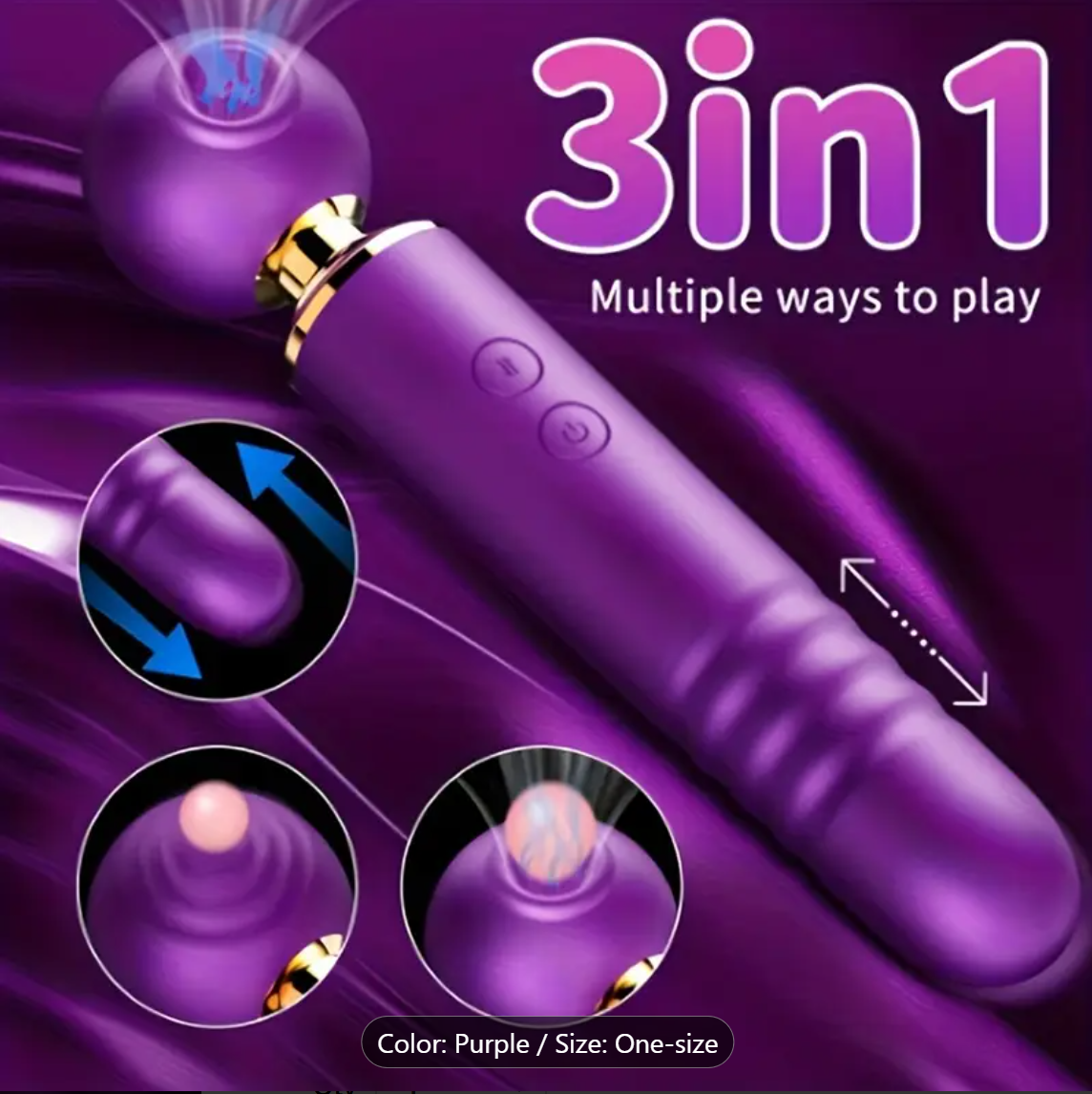 3-in-1 Vibrator – Suction, Vibration & Telescopic Pleasure Wand