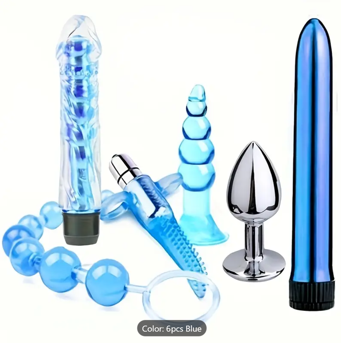 6-Piece Vibrating Anal Starter Kit – Couples Beaded Plug & Dildo Set