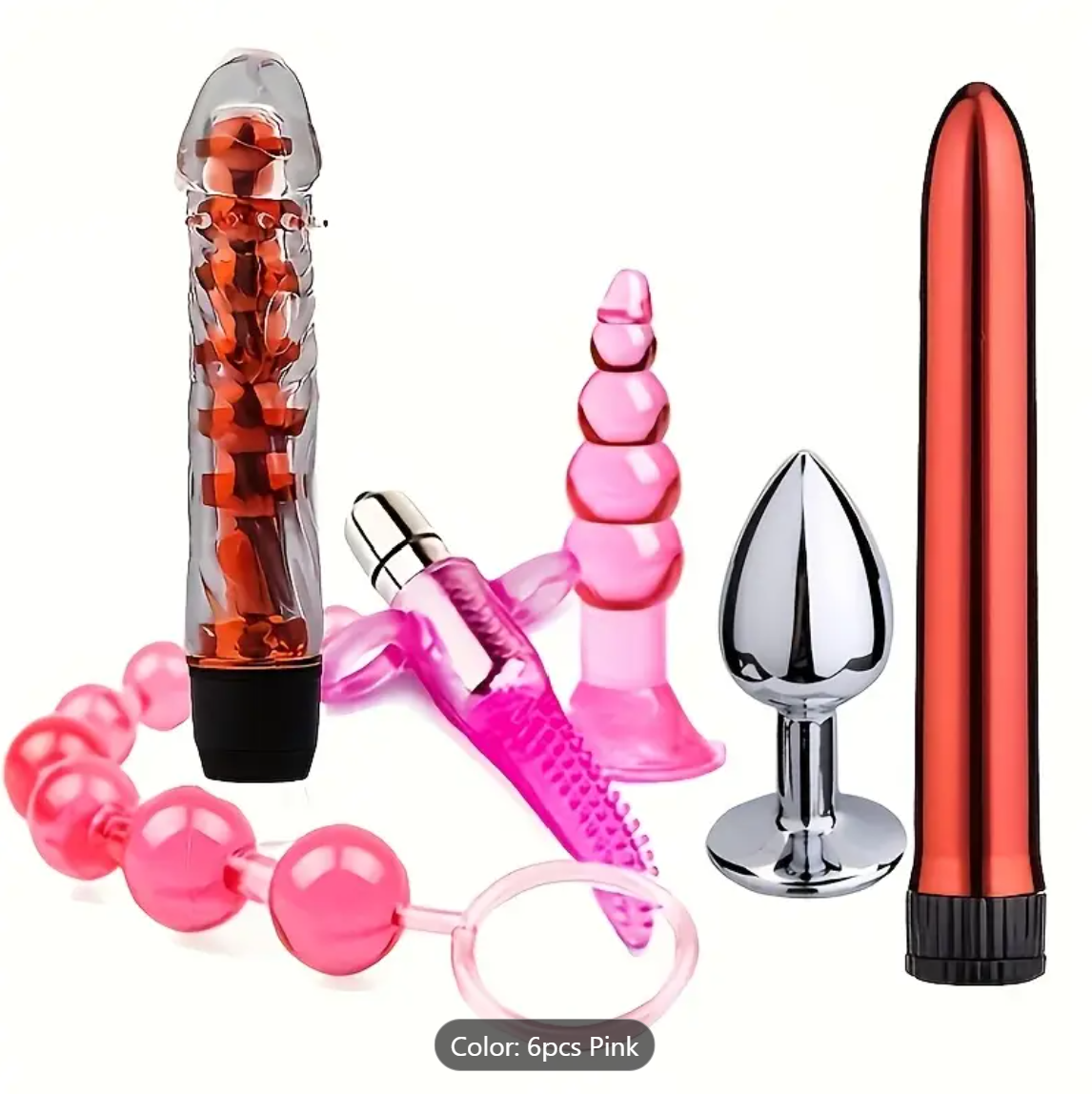 6-Piece Vibrating Anal Starter Kit – Couples Beaded Plug & Dildo Set